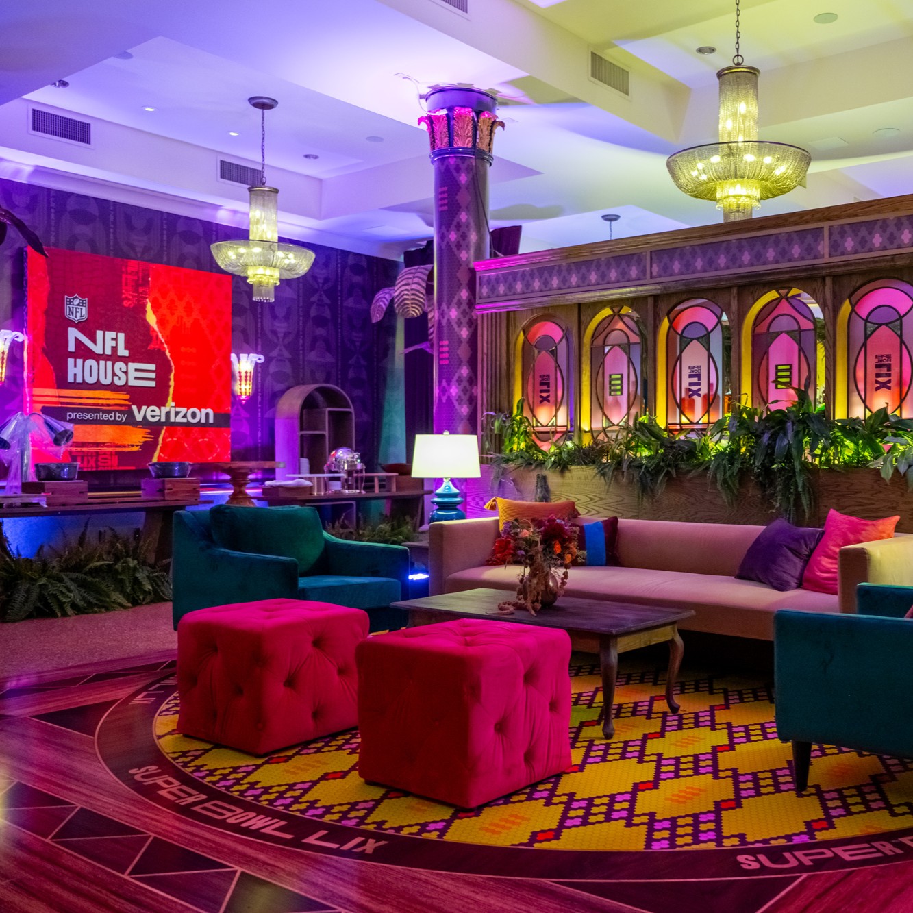 NFL House lounge view.